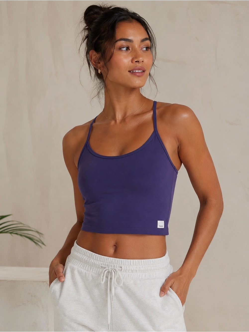 Vuori AllTheFeels Racerback Cropped Tank Top Purple Violet Yoga Athleisure S